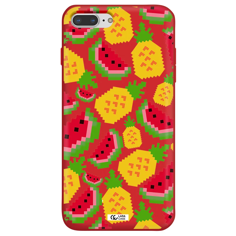 a pattern of watermelon and pineapples Apple iPhone 8 plus Silicone Imperial Red Case
