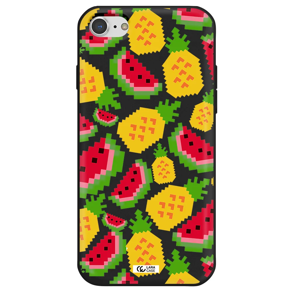 a pattern of watermelon and pineapples Apple iPhone 8 Silicone black Case