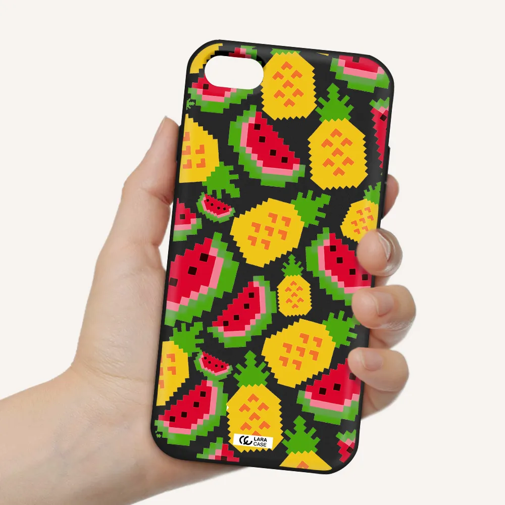 a pattern of watermelon and pineapples Apple iPhone 8 Silicone black Case