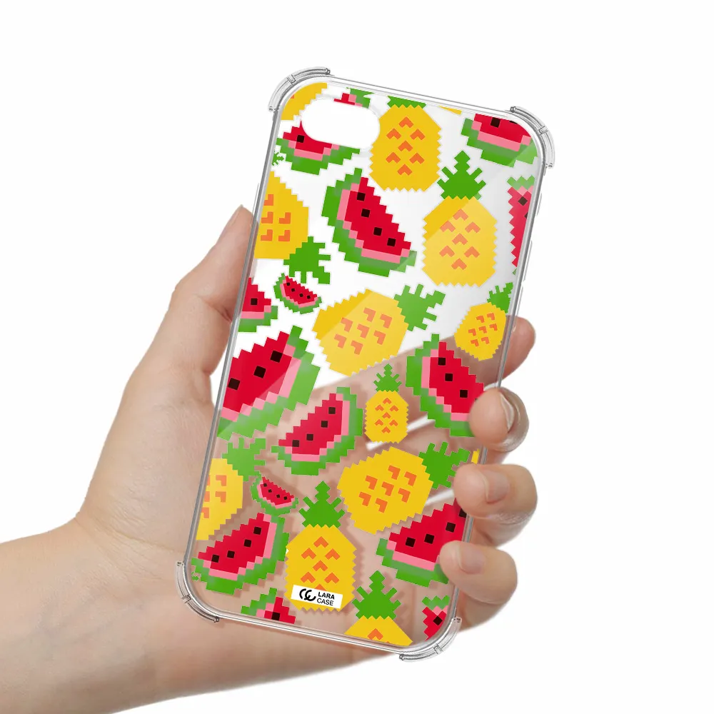 a pattern of watermelon and pineapples Apple iPhone se 2020 Clear PC Case
