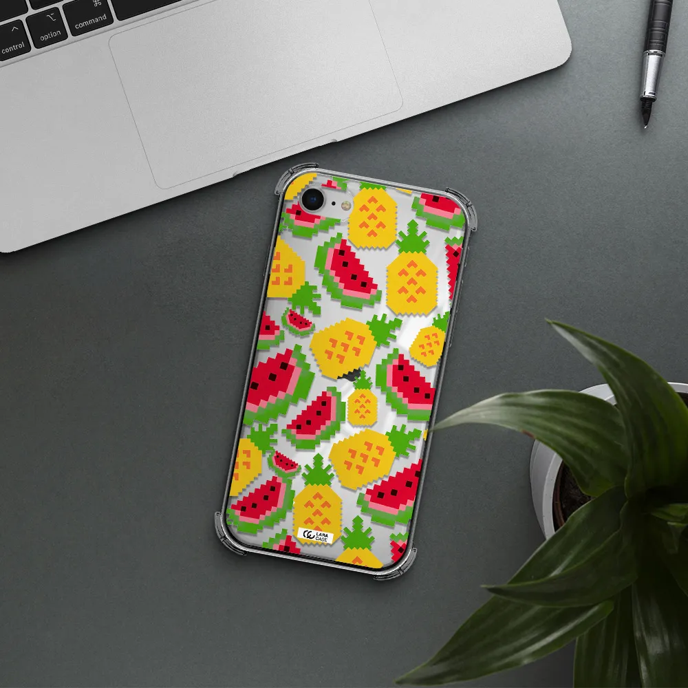 a pattern of watermelon and pineapples Apple iPhone se 2020 Clear PC Case