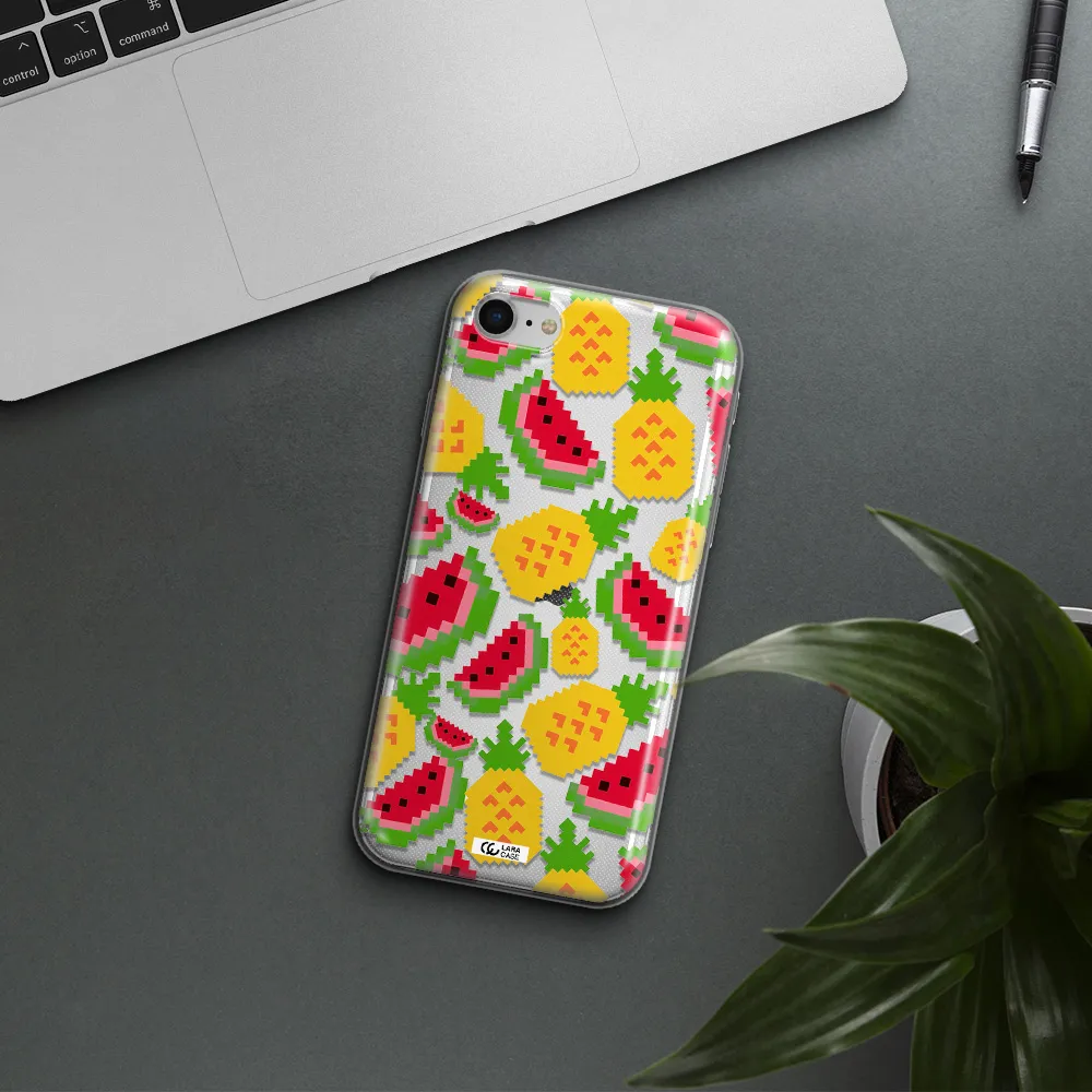 A Pattern Of Watermelon And Pineapples Apple Iphone Se 2020 Clear Tpu Case