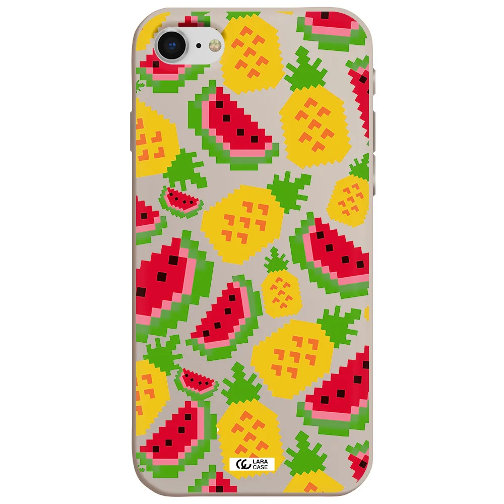 a pattern of watermelon and pineapples Apple iPhone se 2020 Silicone Stone Case