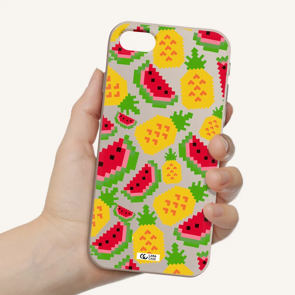a pattern of watermelon and pineapples Apple iPhone se 2020 Silicone Stone Case