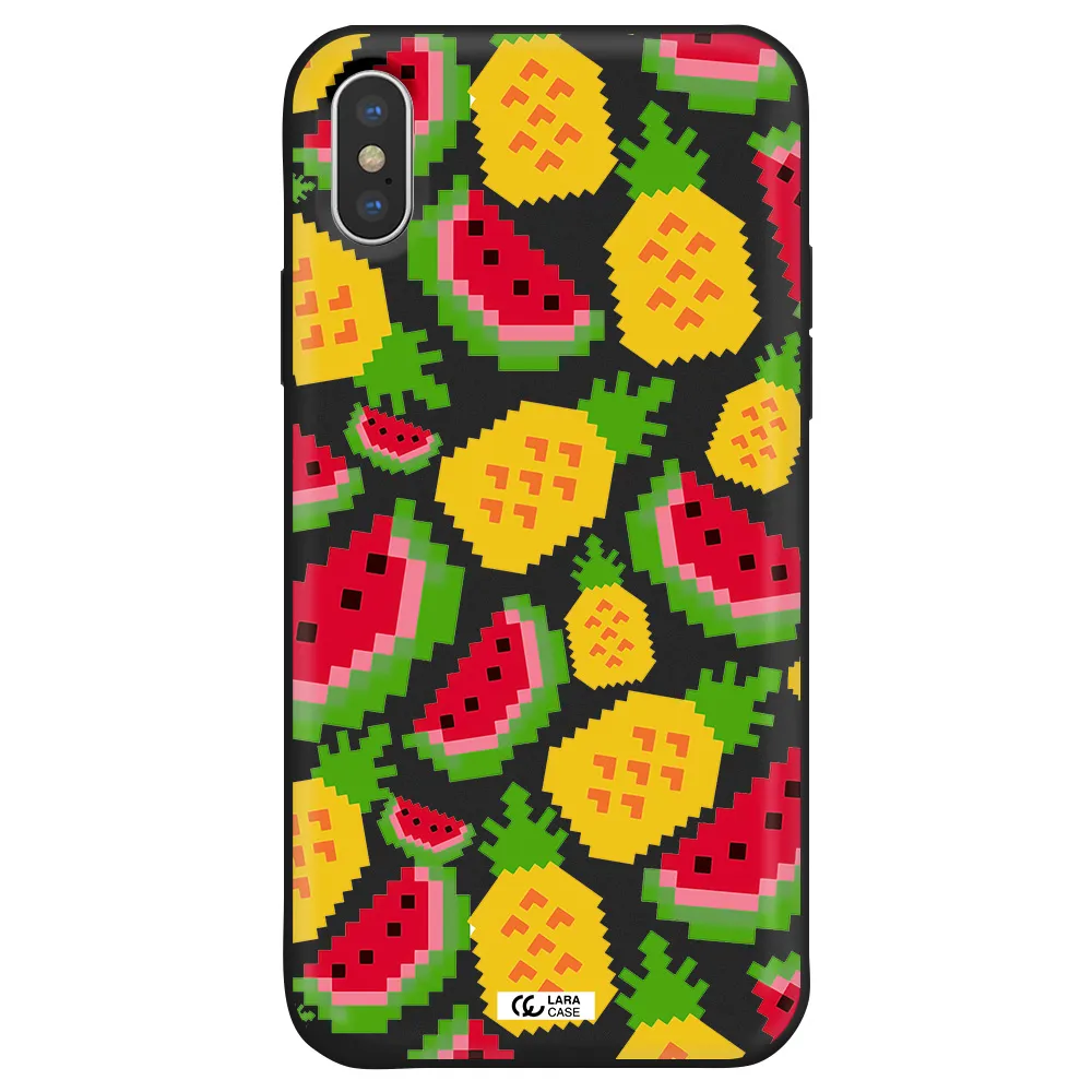 a pattern of watermelon and pineapples Apple iPhone X Silicone black Case