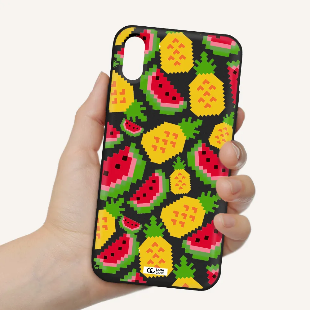 a pattern of watermelon and pineapples Apple iPhone X Silicone black Case