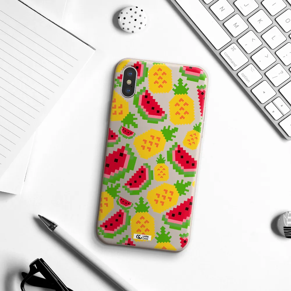 a pattern of watermelon and pineapples Apple iPhone X Silicone Stone Case