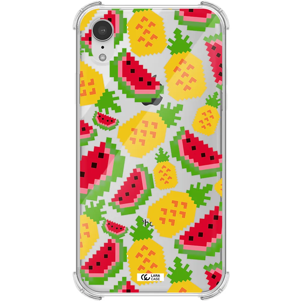 a pattern of watermelon and pineapples Apple iPhone XR Clear PC Case