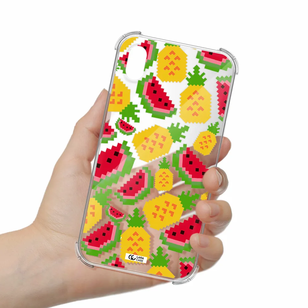 a pattern of watermelon and pineapples Apple iPhone XR Clear PC Case