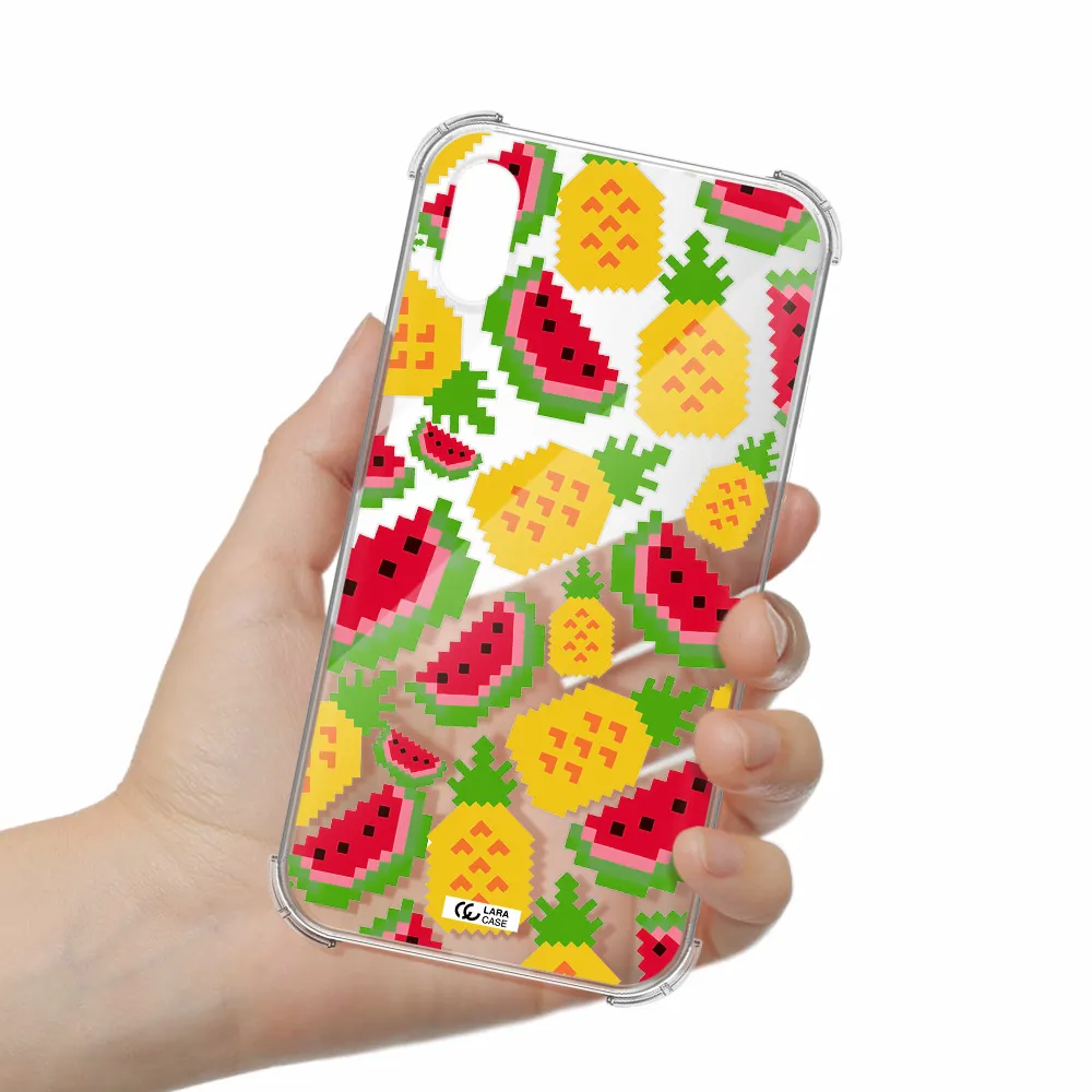 a pattern of watermelon and pineapples Apple iPhone XS Clear PC Case