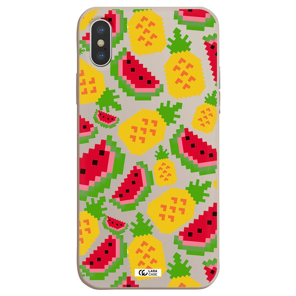 a pattern of watermelon and pineapples Apple iPhone XS Silicone Stone Case