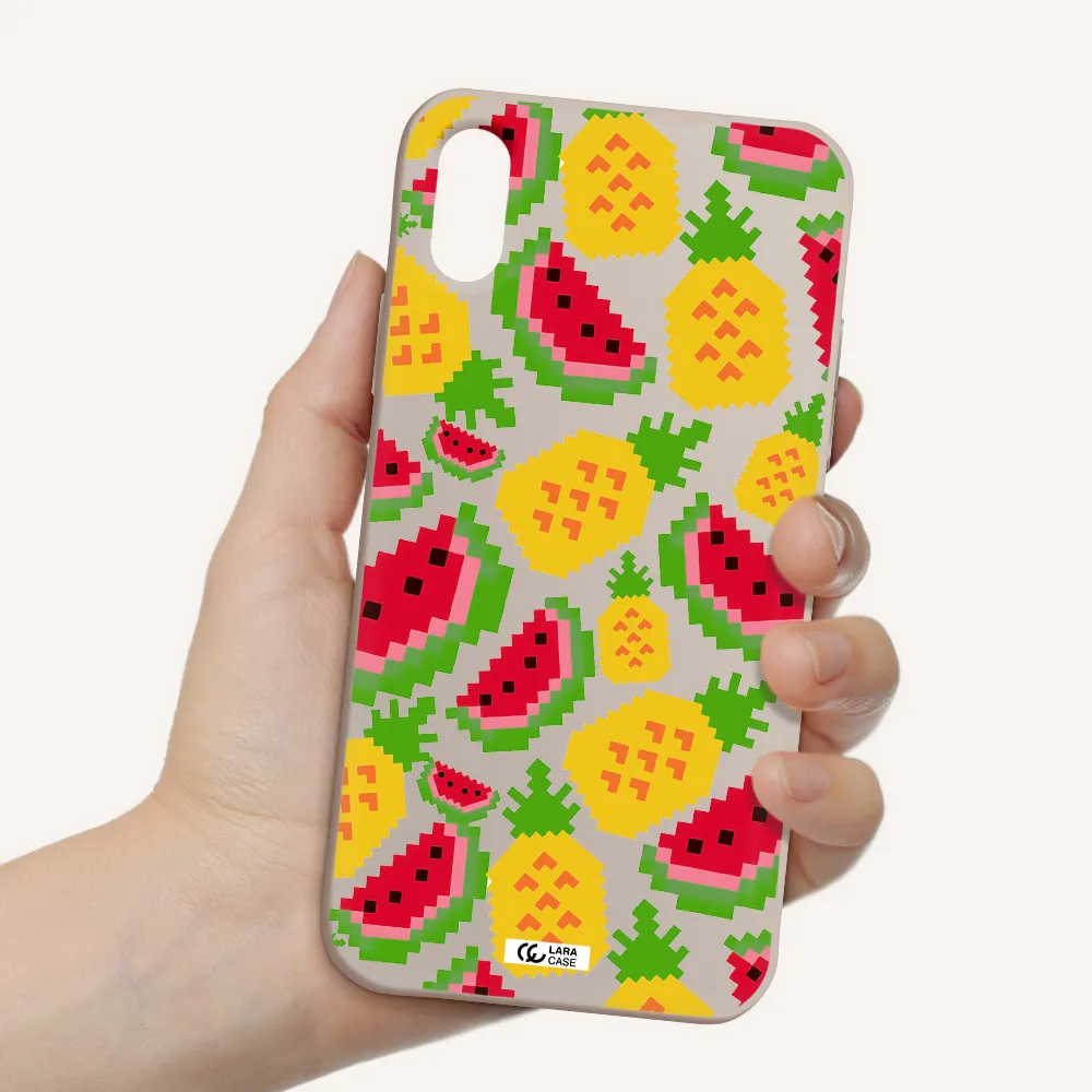 a pattern of watermelon and pineapples Apple iPhone XS Silicone Stone Case