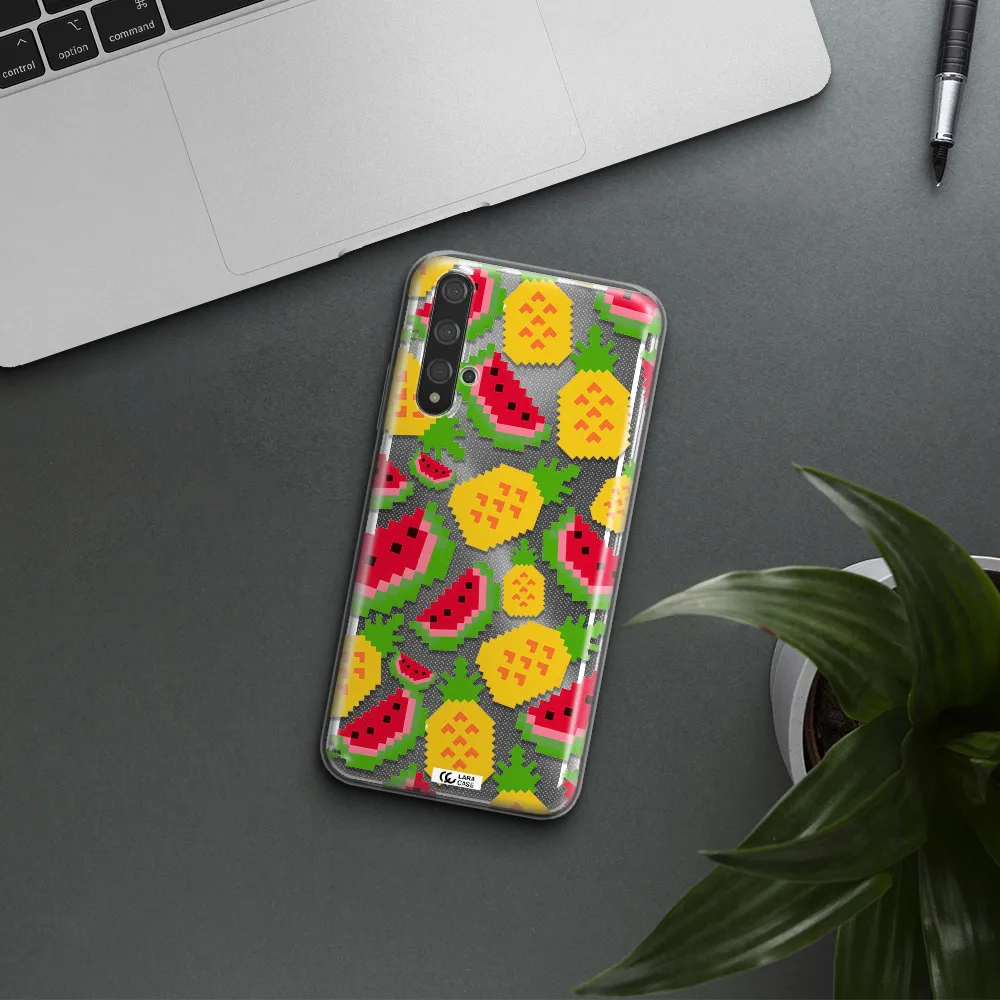 a pattern of watermelon and pineapples Huawei Nova 5t Clear TPU Case