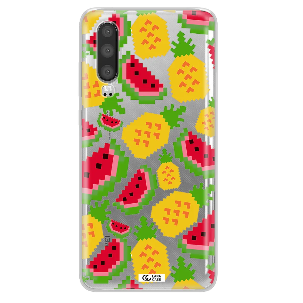 a pattern of watermelon and pineapples Huawei P30 Clear TPU Case