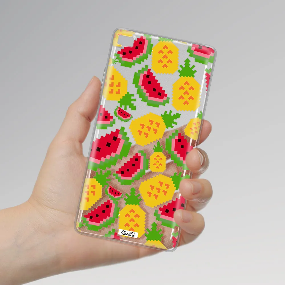 a pattern of watermelon and pineapples Huawei P8 Clear TPU Case