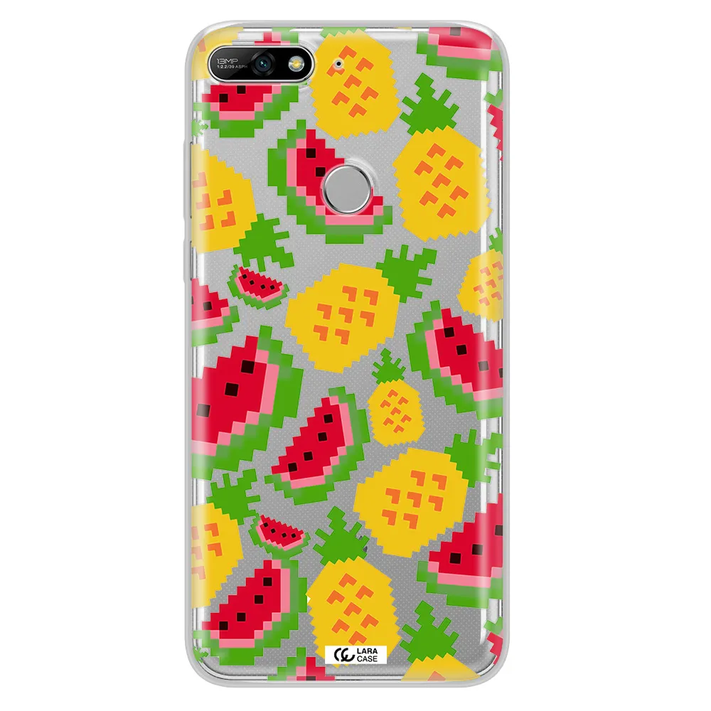 a pattern of watermelon and pineapples Huawei Y7 2018 Clear TPU Case