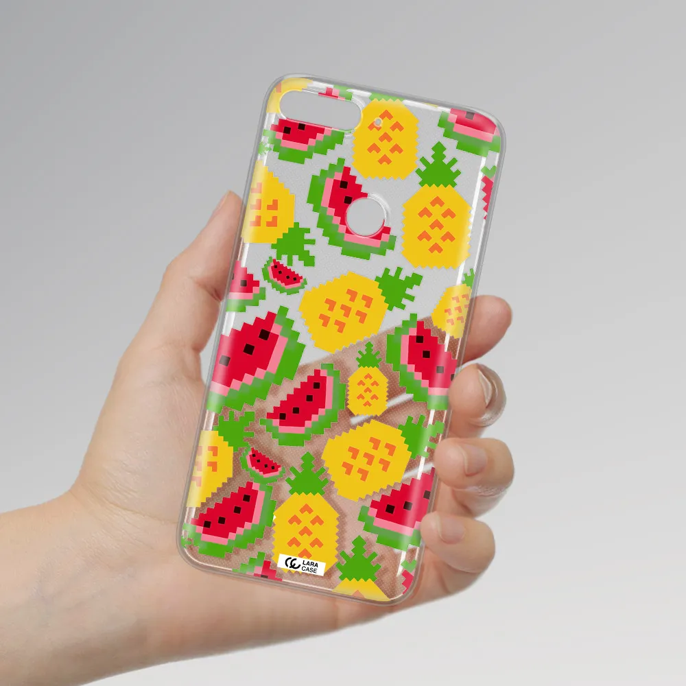 a pattern of watermelon and pineapples Huawei Y7 2018 Clear TPU Case