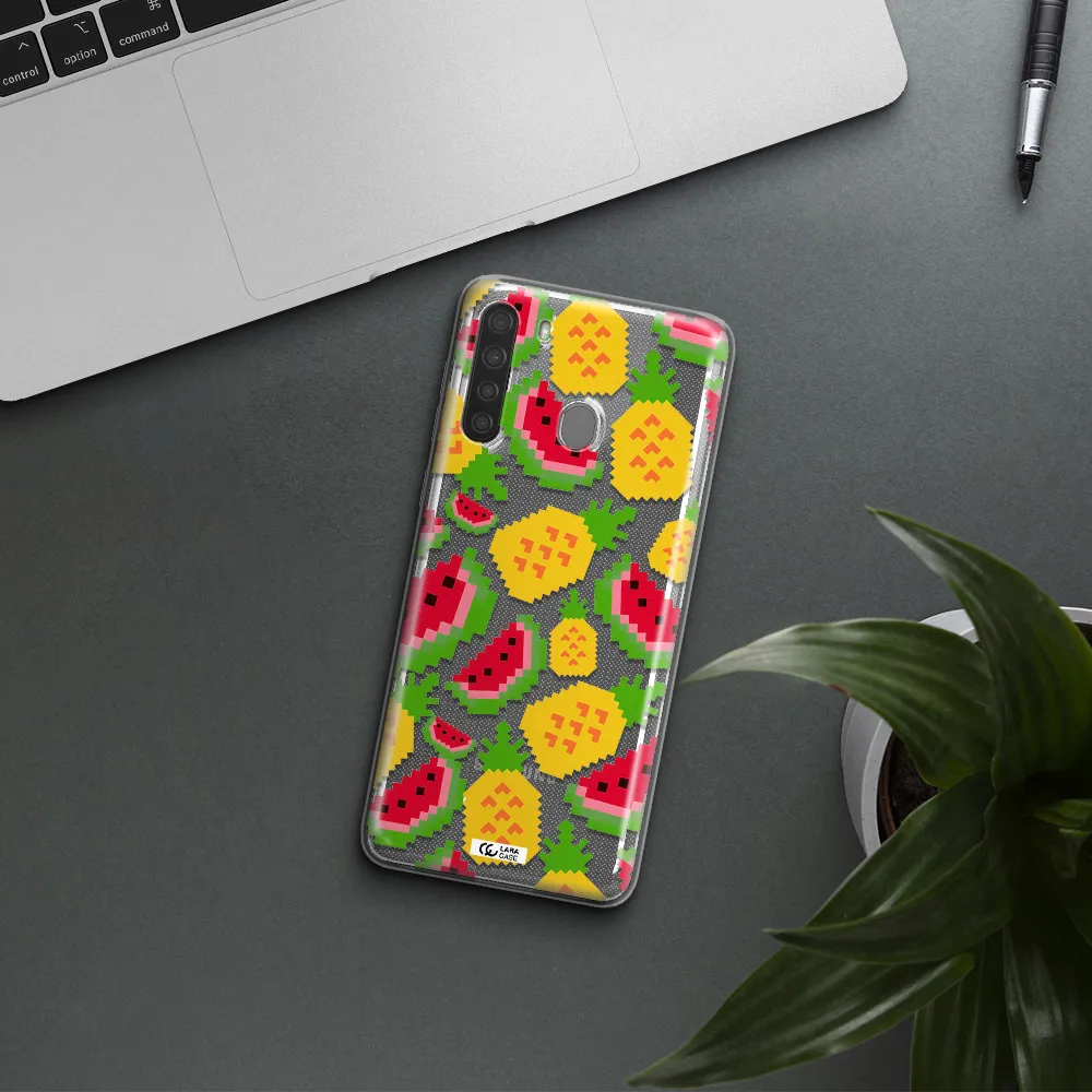 a pattern of watermelon and pineapples Samsung A21 Clear TPU Case