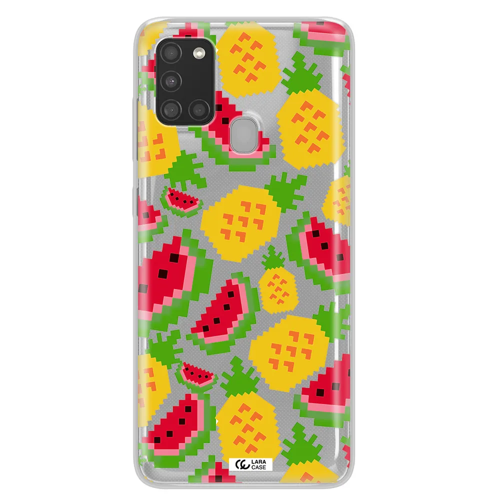 a pattern of watermelon and pineapples Samsung A21S Clear TPU Case