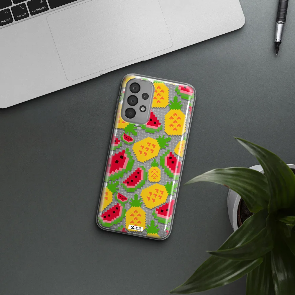 a pattern of watermelon and pineapples Samsung A23 Clear TPU Case