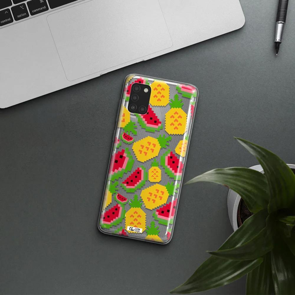 a pattern of watermelon and pineapples Samsung A31 Clear TPU Case