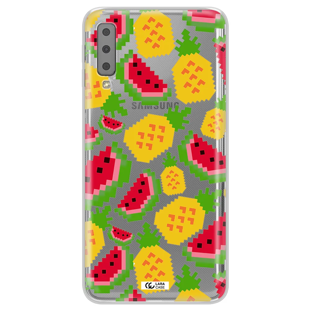 a pattern of watermelon and pineapples Samsung A7 2018 Clear TPU Case