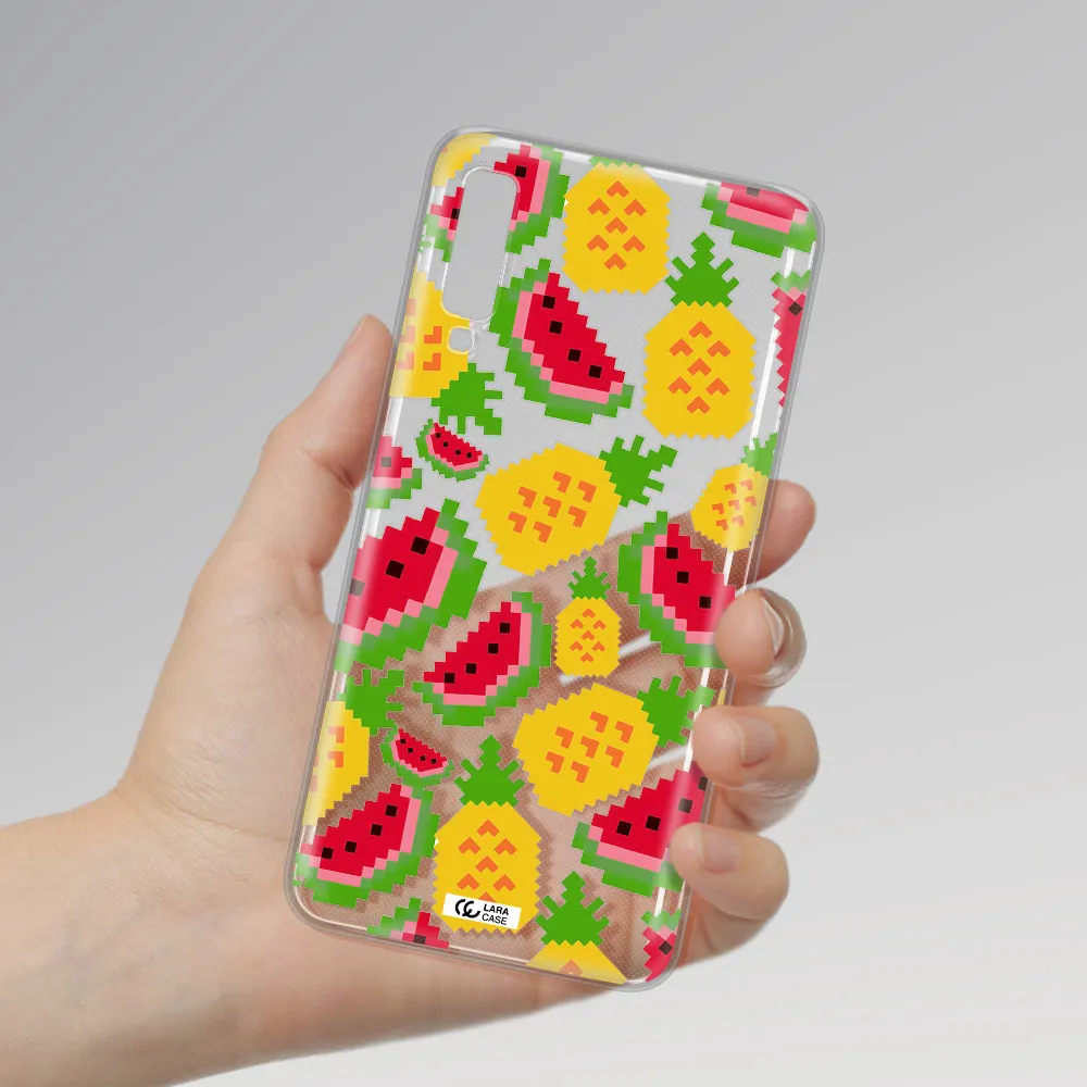 a pattern of watermelon and pineapples Samsung A7 2018 Clear TPU Case
