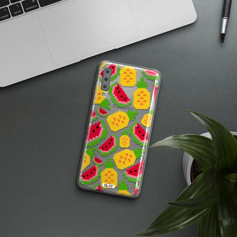 a pattern of watermelon and pineapples Samsung A7 2018 Clear TPU Case