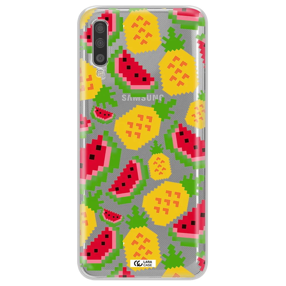 a pattern of watermelon and pineapples Samsung A70 Clear TPU Case