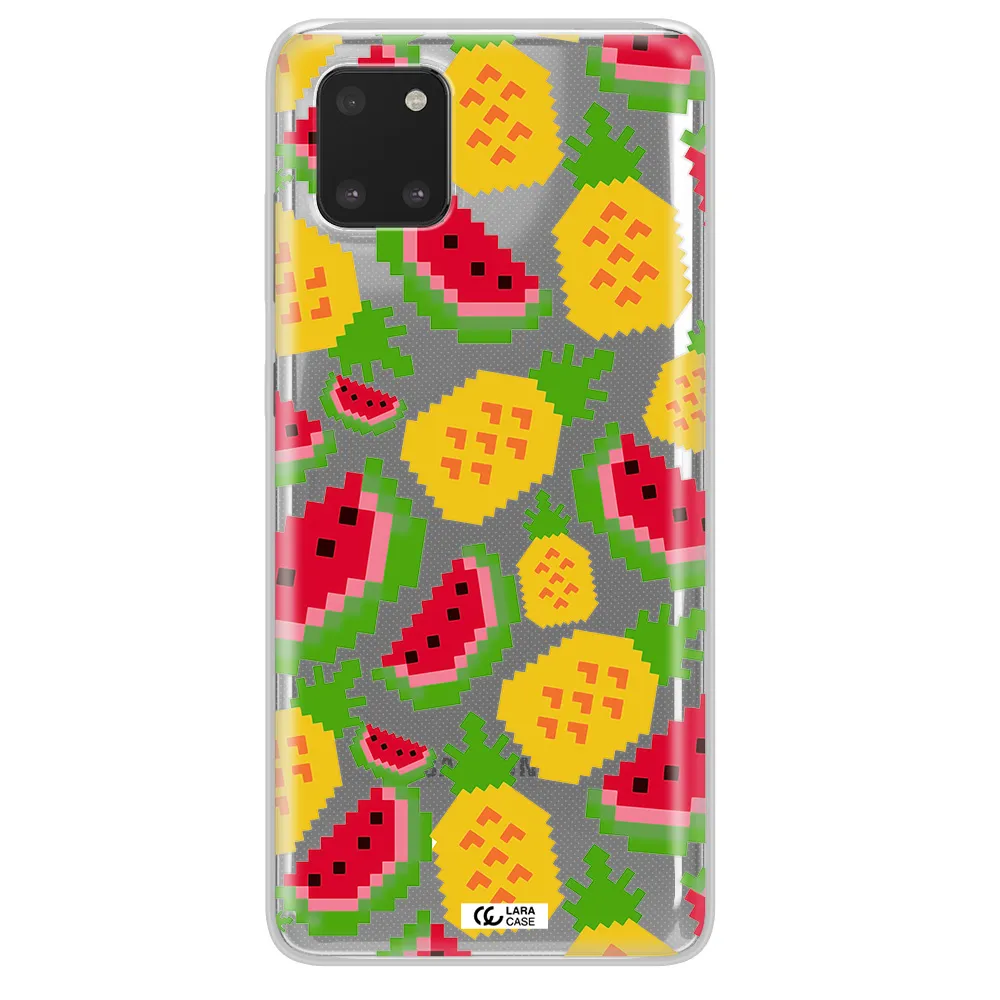 a pattern of watermelon and pineapples Samsung A81 Clear TPU Case