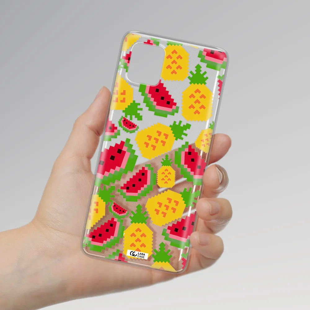 a pattern of watermelon and pineapples Samsung A81 Clear TPU Case