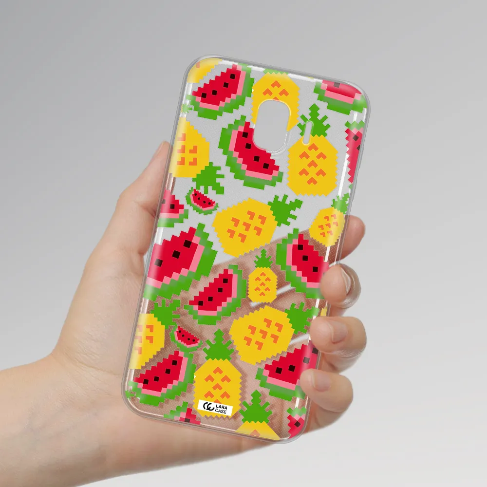 a pattern of watermelon and pineapples Samsung J4 Clear TPU Case
