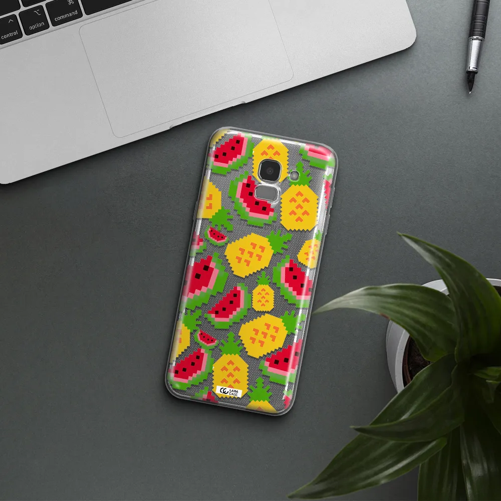 a pattern of watermelon and pineapples Samsung J6 Clear TPU Case