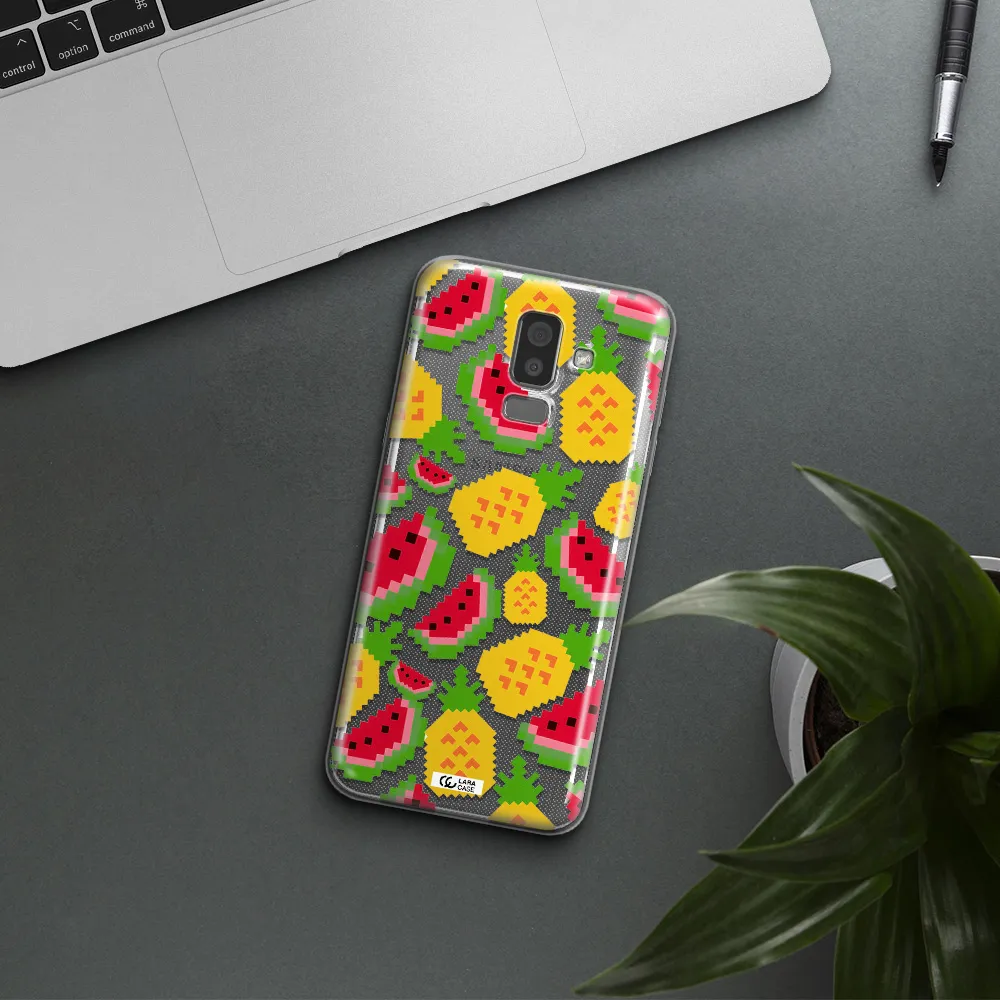 a pattern of watermelon and pineapples Samsung J8 Clear TPU Case