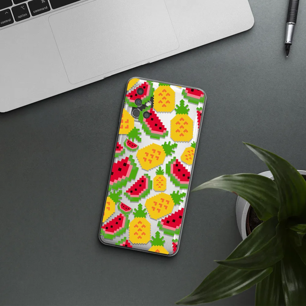 a pattern of watermelon and pineapples Samsung M31S Clear TPU Case