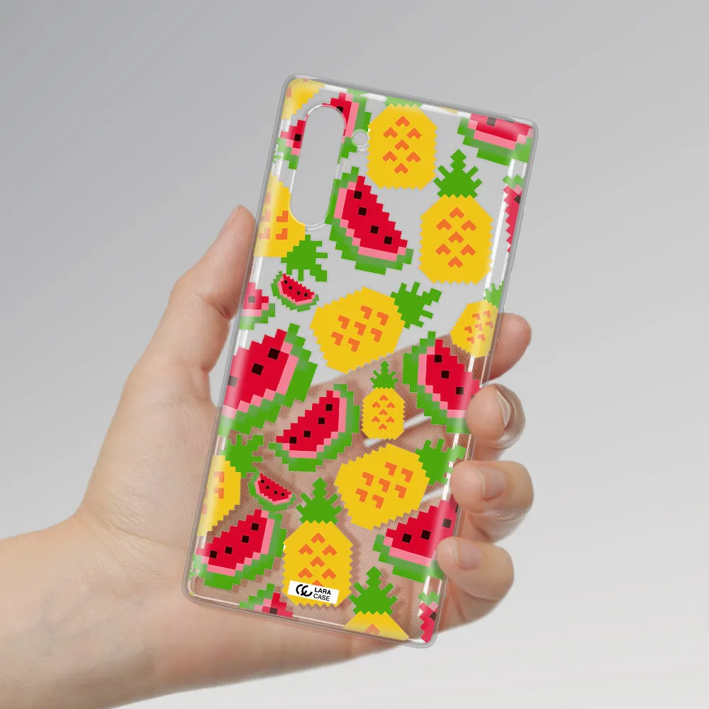 a pattern of watermelon and pineapples Samsung Note 10 Clear TPU Case