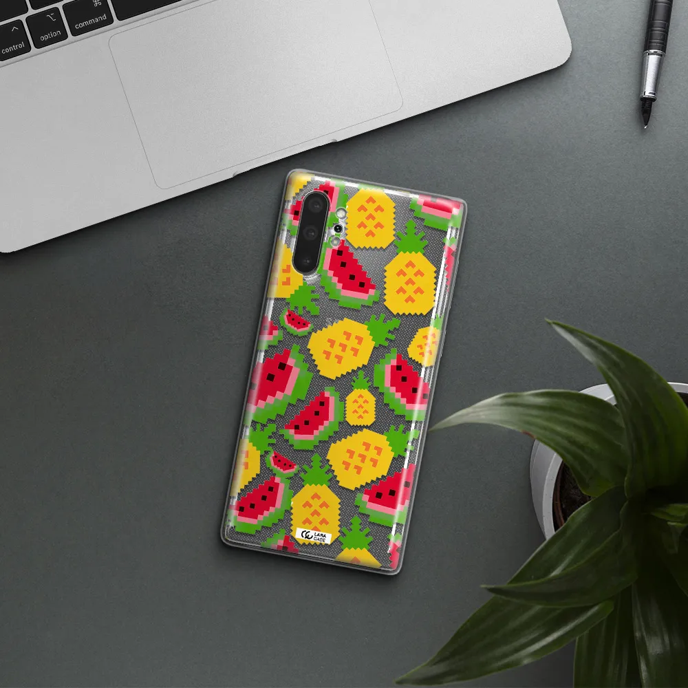 a pattern of watermelon and pineapples Samsung Note 10 Plus Clear TPU Case