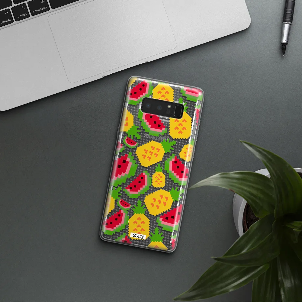 a pattern of watermelon and pineapples Samsung Note 8 Clear TPU Case
