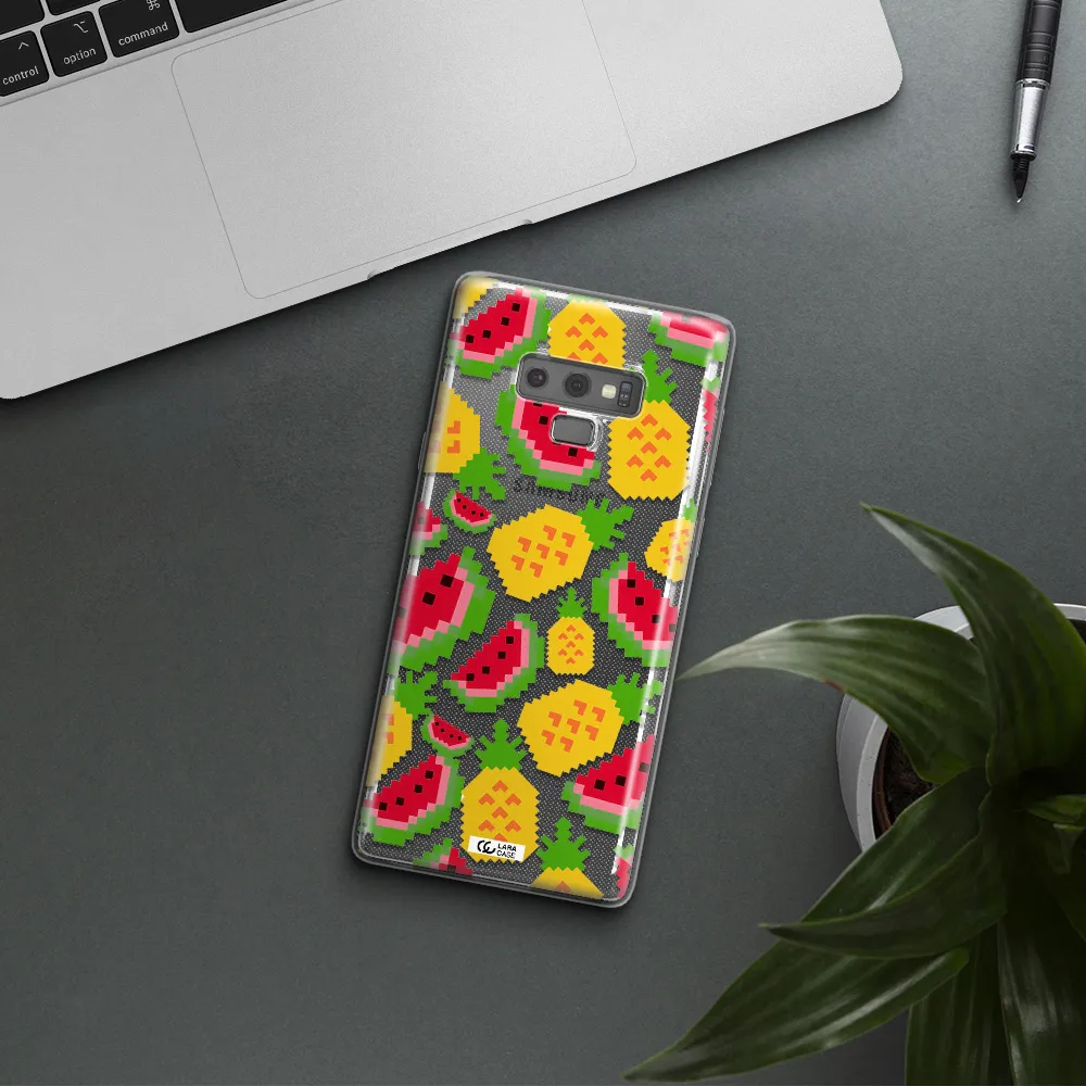 a pattern of watermelon and pineapples Samsung Note 9 Clear TPU Case