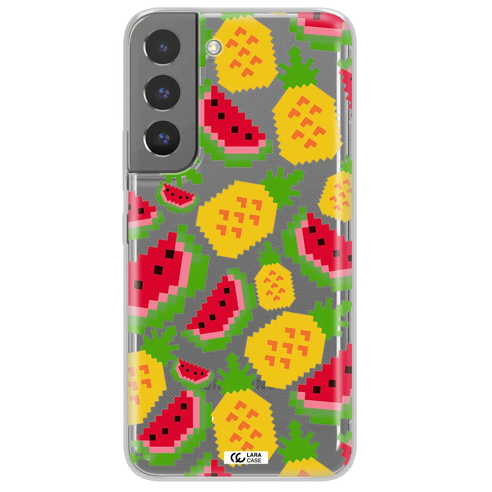 a pattern of watermelon and pineapples Samsung S 22 Plus Clear TPU Case
