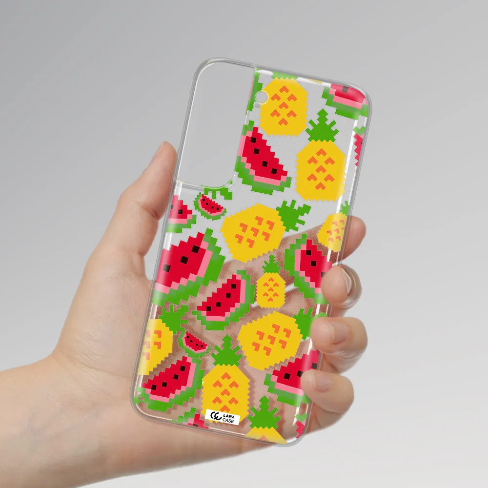 a pattern of watermelon and pineapples Samsung S 22 Plus Clear TPU Case