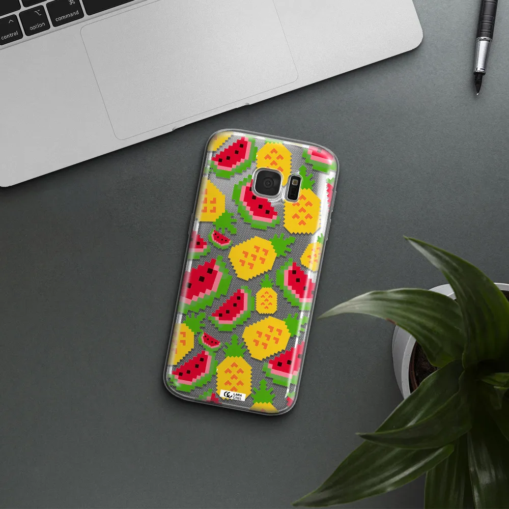 a pattern of watermelon and pineapples Samsung S 7 Clear TPU Case