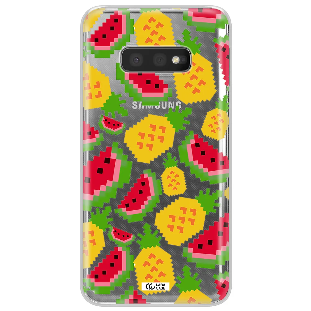 a pattern of watermelon and pineapples Samsung S10e Clear TPU Case