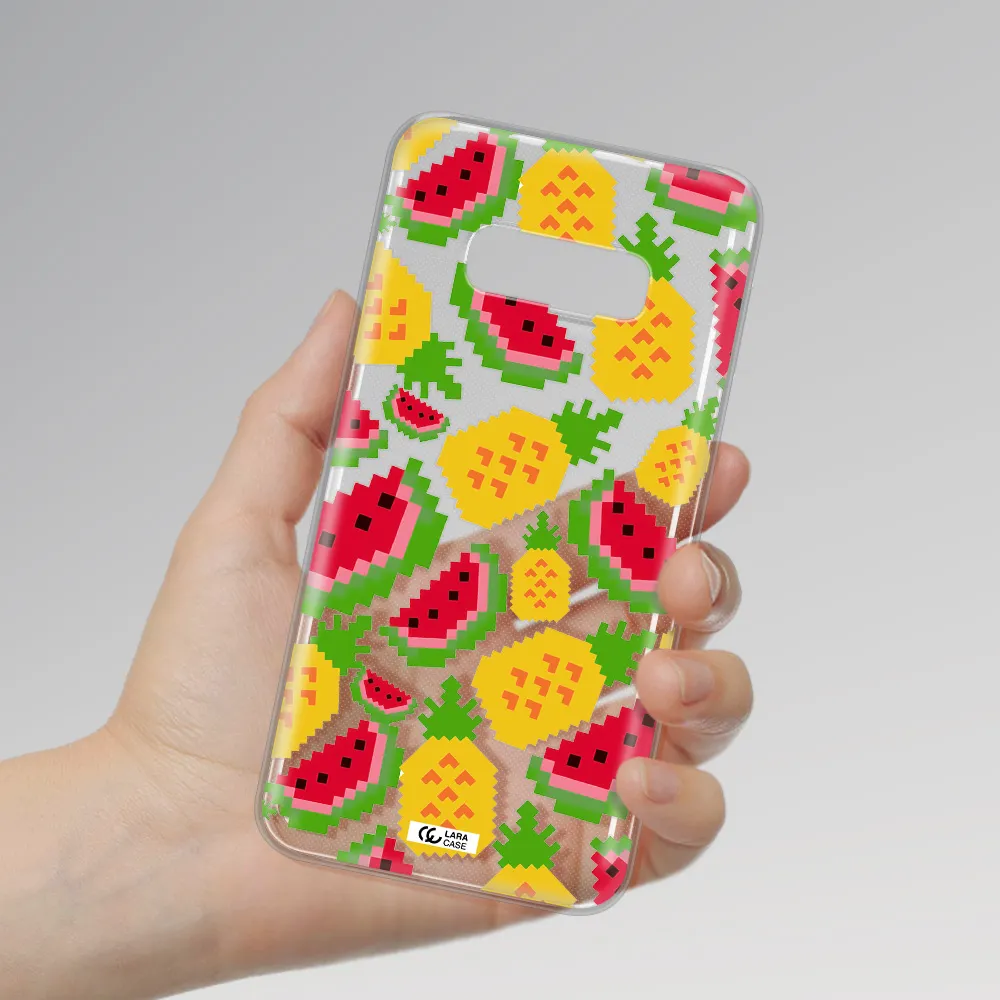 a pattern of watermelon and pineapples Samsung S10e Clear TPU Case