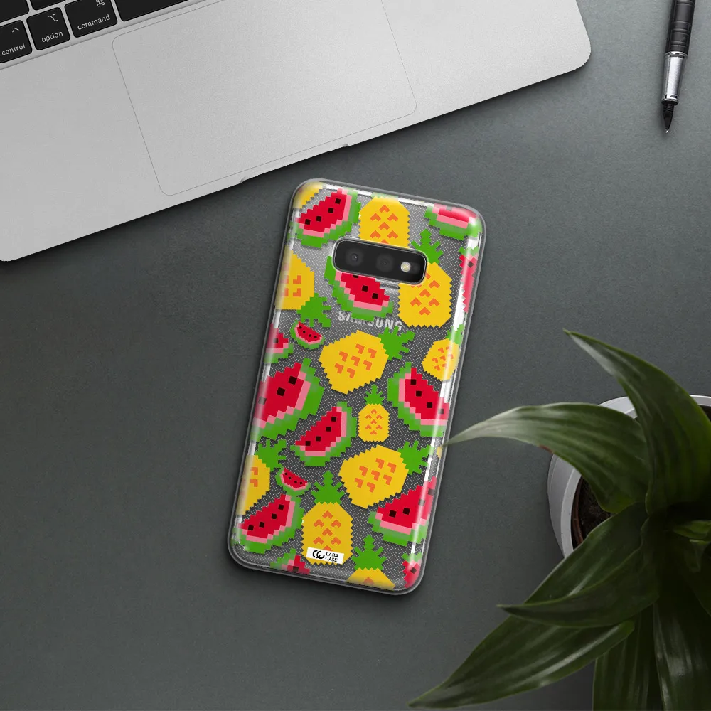 a pattern of watermelon and pineapples Samsung S10e Clear TPU Case