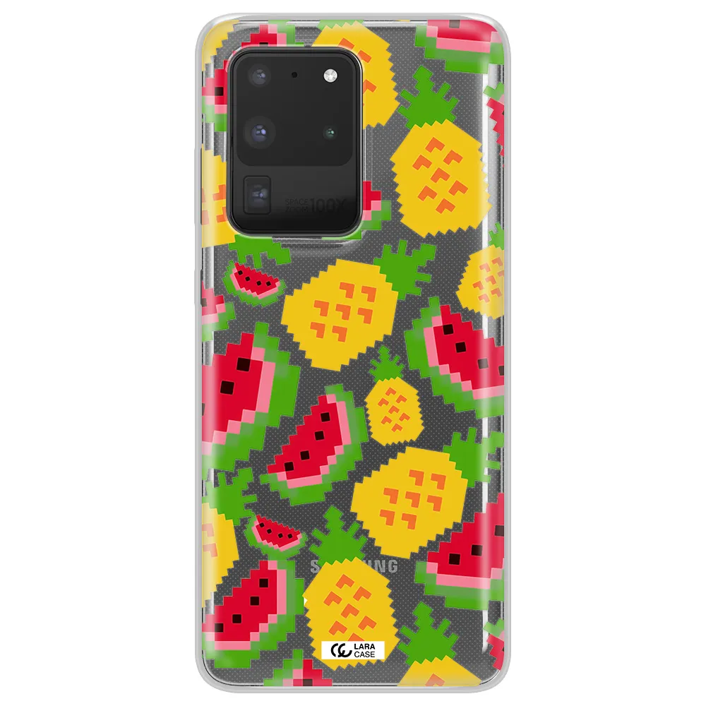 a pattern of watermelon and pineapples Samsung S20 Ultra Clear TPU Case