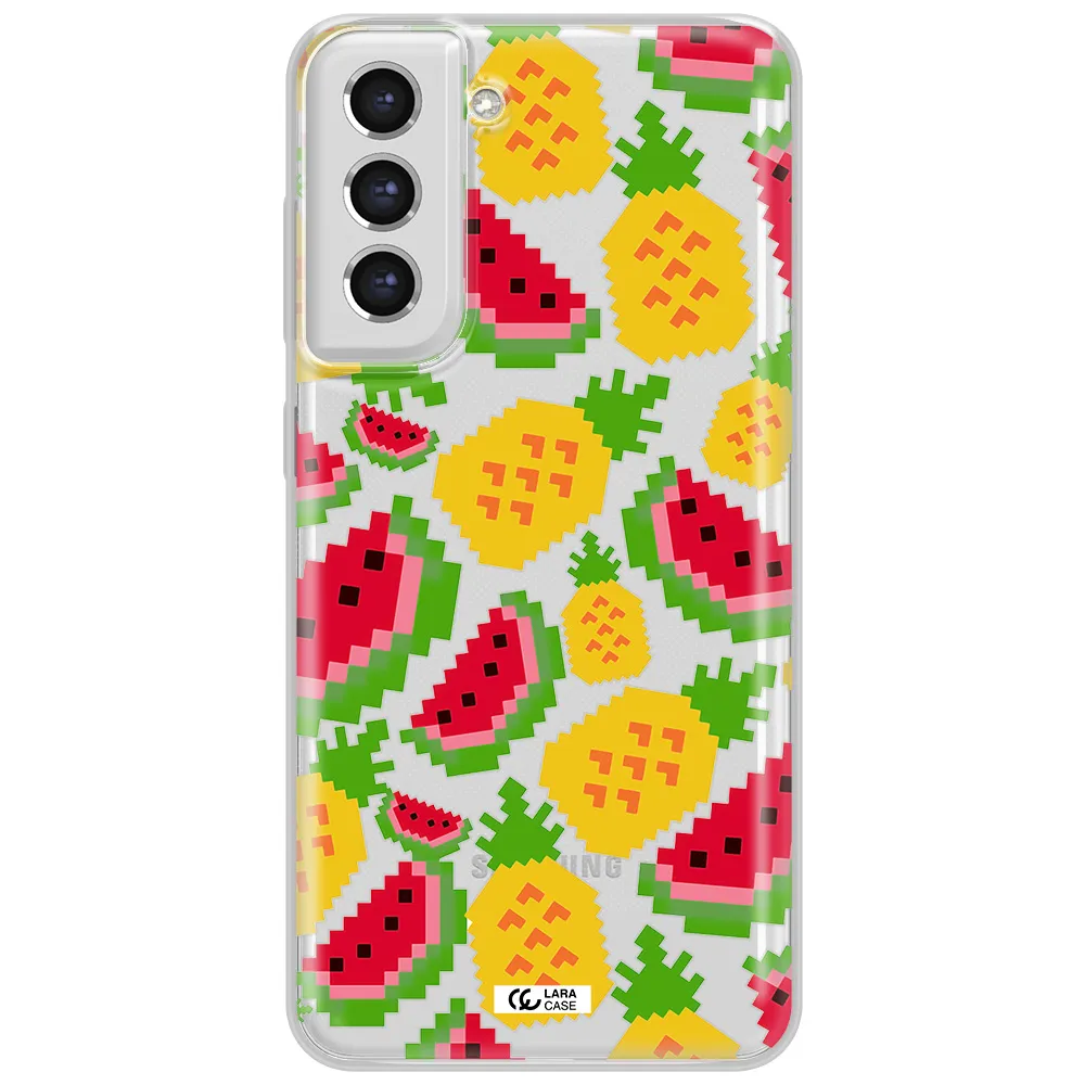 A Pattern Of Watermelon And Pineapples Samsung S21 Fe Clear Tpu Case