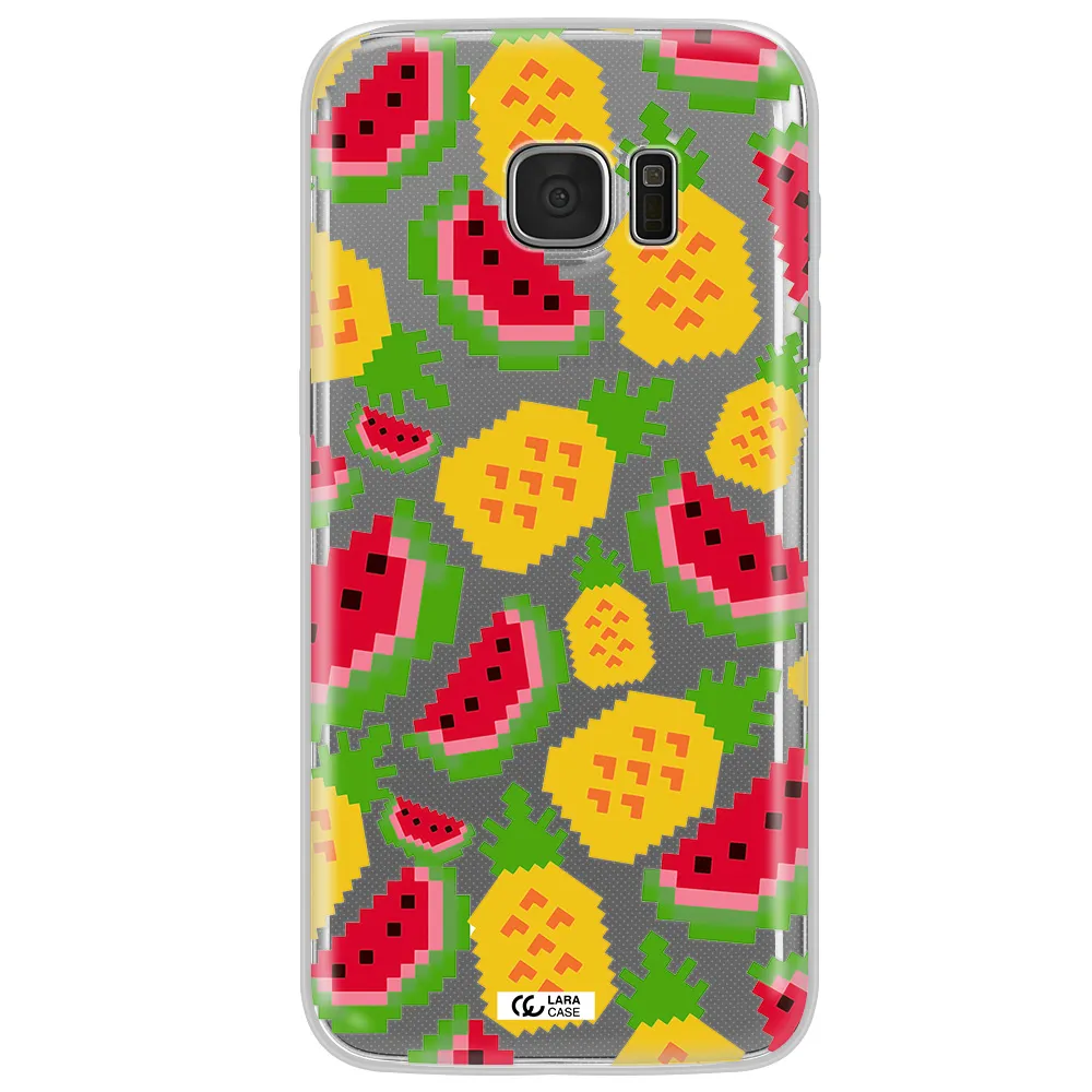 a pattern of watermelon and pineapples Samsung S7 Edge Clear TPU Case