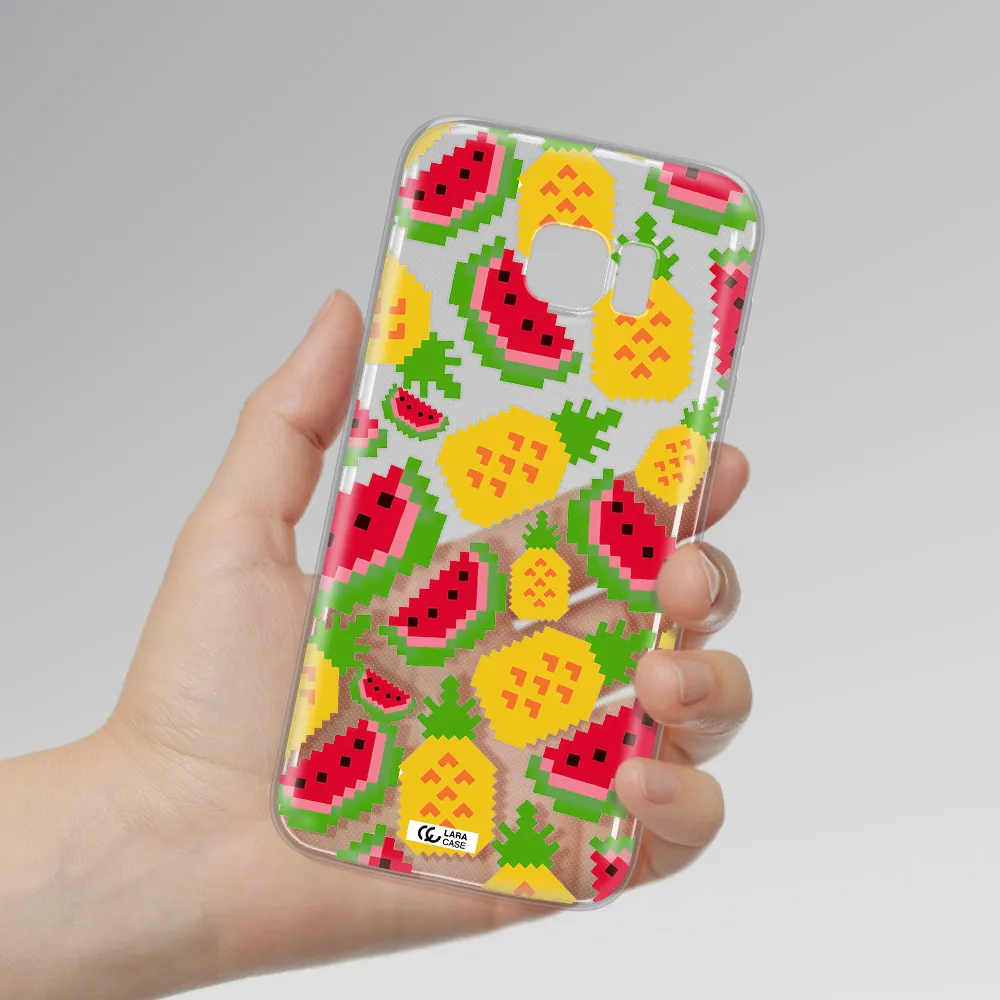 a pattern of watermelon and pineapples Samsung S7 Edge Clear TPU Case