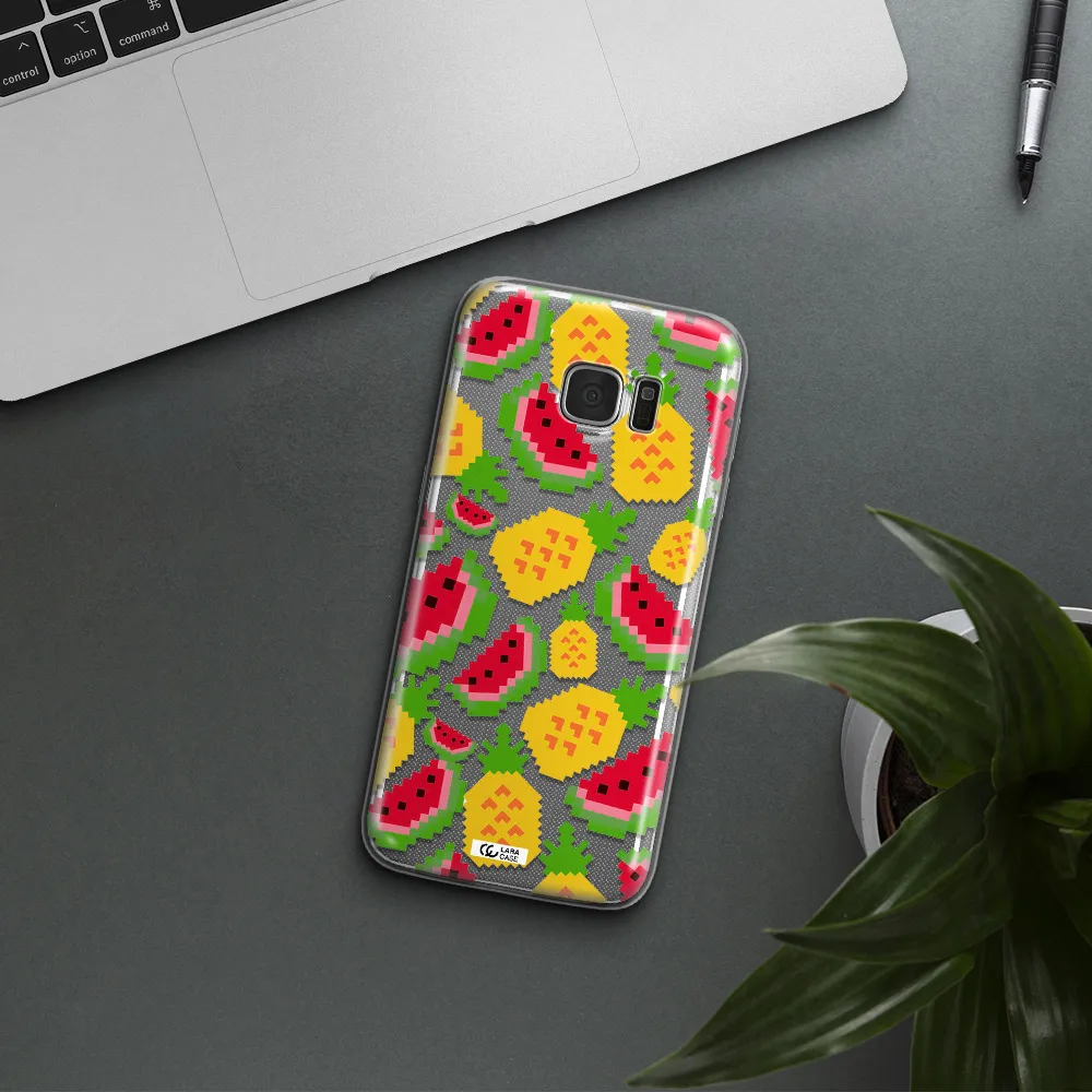 a pattern of watermelon and pineapples Samsung S7 Edge Clear TPU Case